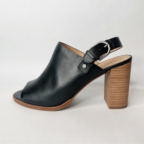 Madewell Riley Black Leather Convertible Sling Back Mules Size 10 - Picture 5 of 15